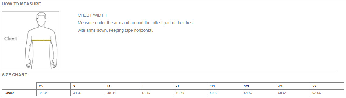 Size chart image of NetApp Secure Storage Tee